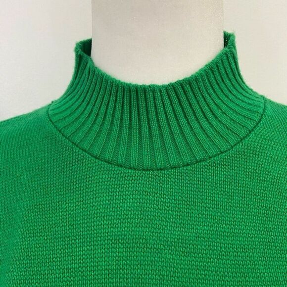 Crossed Double Anchors Emblem Women’s Green Mock Turtleneck Sweater Size M - Picture 7 of 11